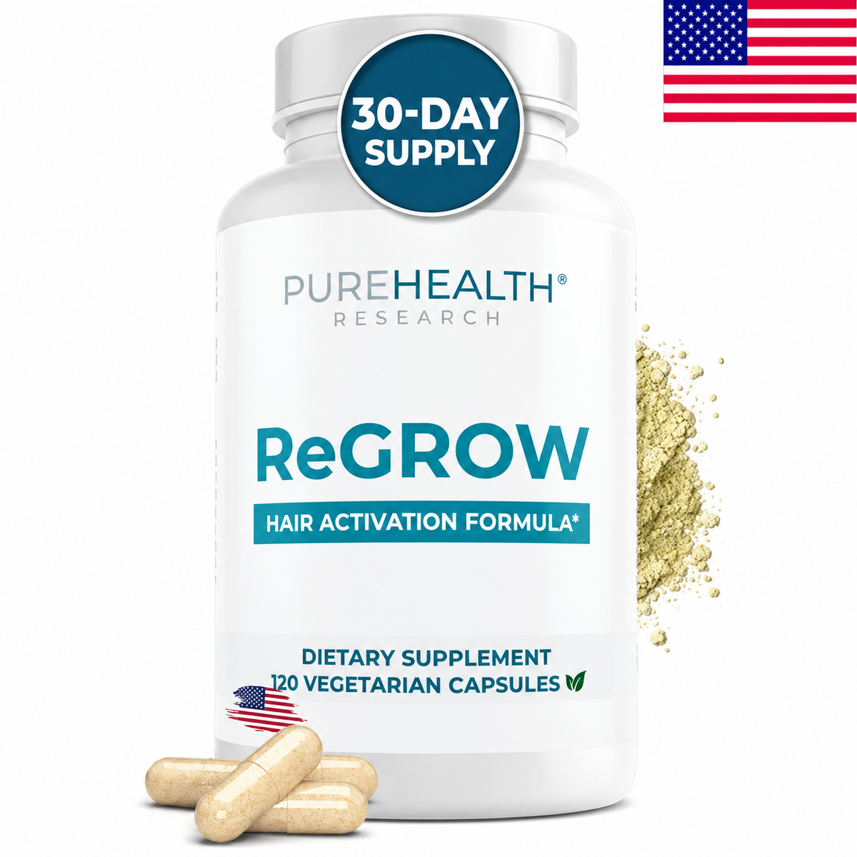 PureHealth Research ReGROW Hair Supplement, 120 Capsules