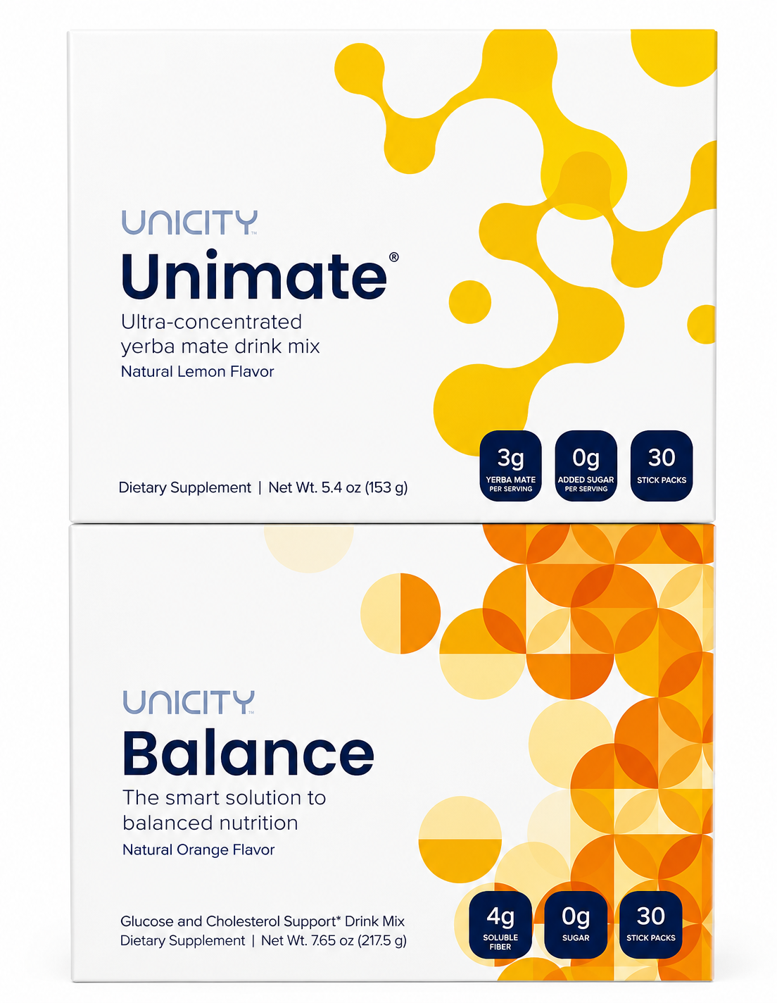 Unicity Feel Great Combo Unimate Natural Lemon and Balance Orange