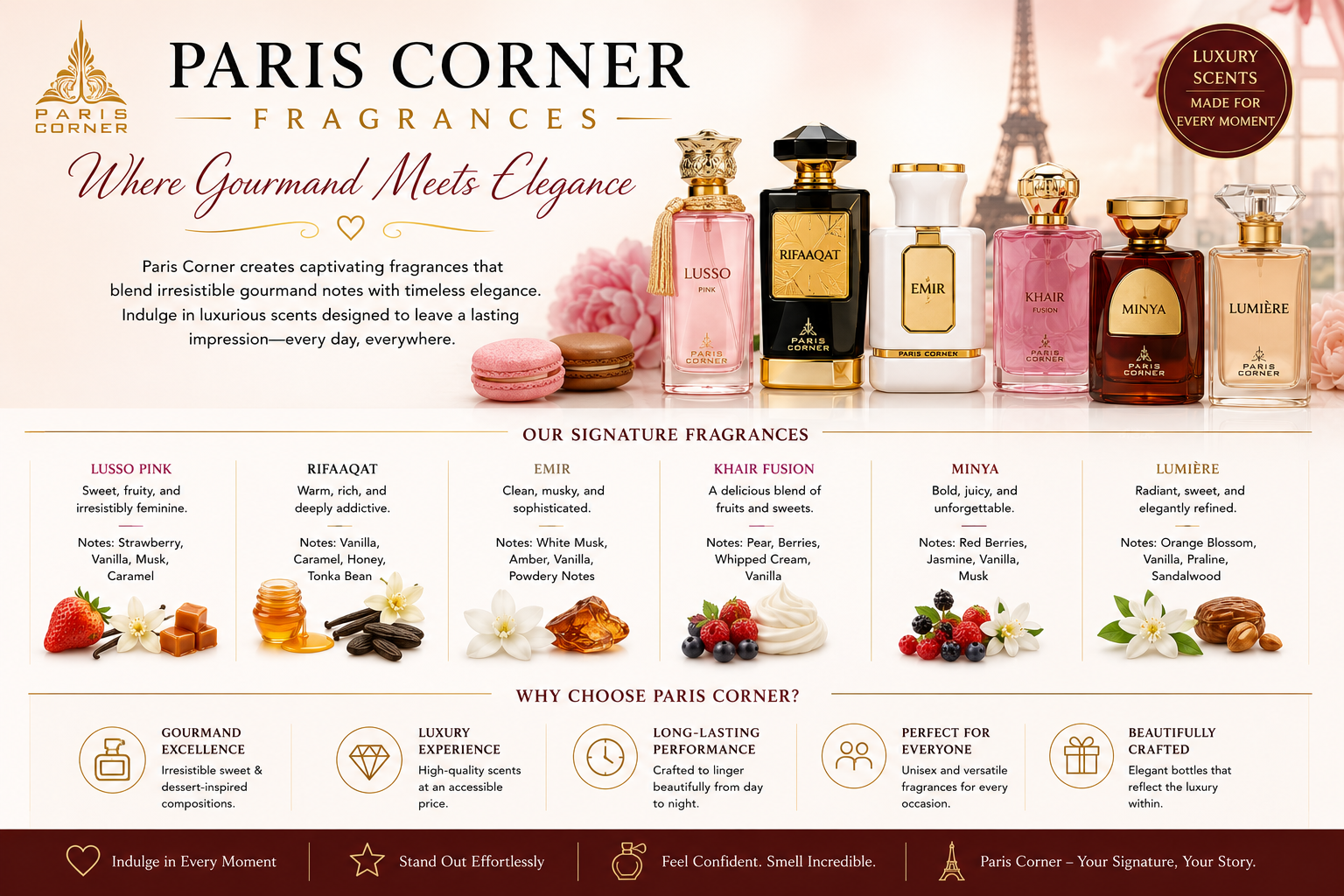 ```txt paris-corner-fragrances-gourmand-meets-elegance-blog-banner.png ```  ```txt Paris Corner fragrances blog banner featuring gourmand perfumes and elegant luxury scent collections on a clean white background ```
