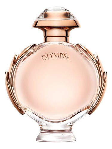 Perfume bottle labeled 'Olympea' on a white background