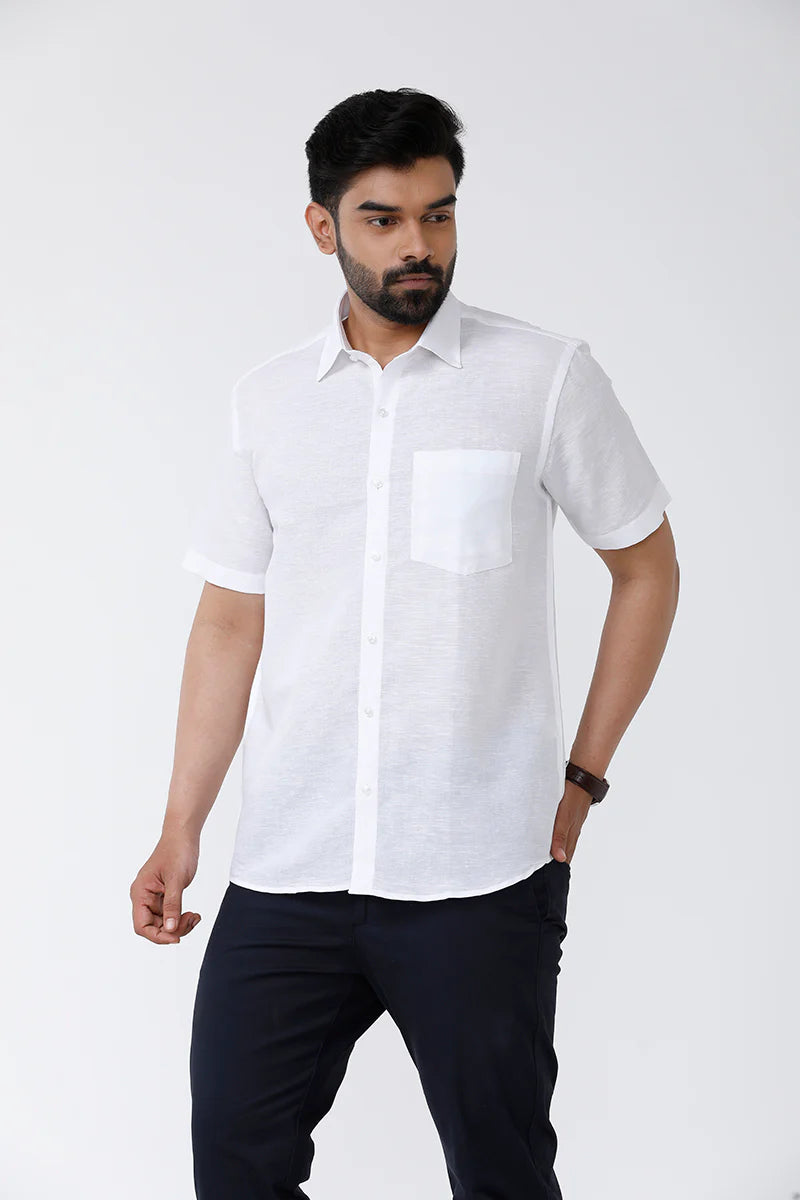 Men’s Linen Short Sleeve Shirt – Lightweight & Breathable Summer Button Down