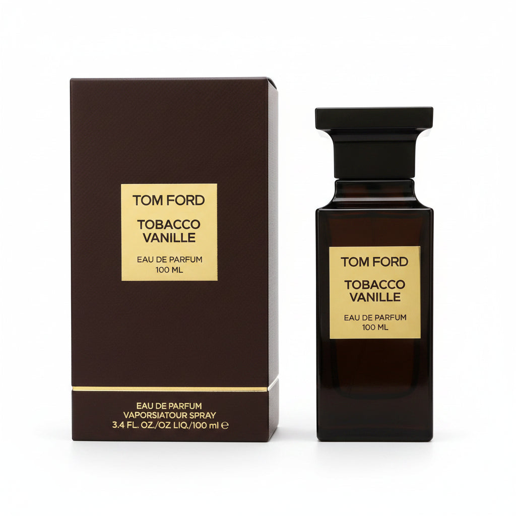 Tom Ford Tobacco Vanille perfume bottle and packaging on a white background
