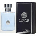 Versace pour homme perfume bottle and packaging on a white background