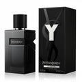 Black YSL perfume bottle and packaging on a white background