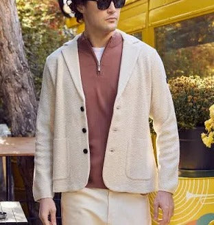 Three Button Wool Knit Jacket