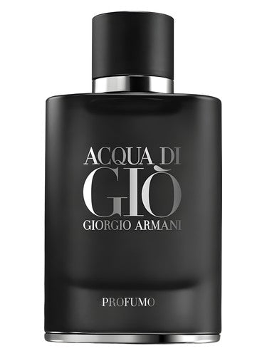 Black perfume bottle of Acqua di Giò by Giorgio Armani on a white background