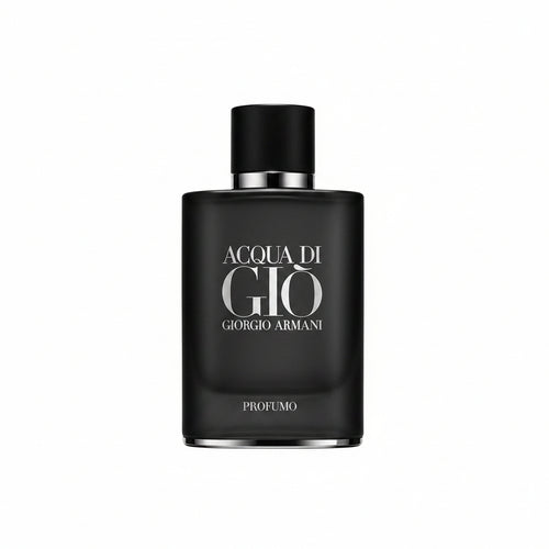 Black perfume bottle of Acqua di Giò by Giorgio Armani on a white background