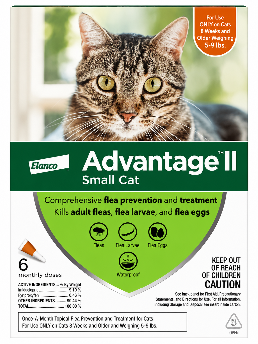 Advantage II Flea Treatment for Small Cats 5-9 lbs, 6 Doses