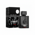 Black Armaf perfume bottle and packaging with 'club de nuit Urban Man Elixir' text on a white background