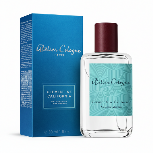 Atelier Cologne Clémentine California cologne bottle and packaging on a white background