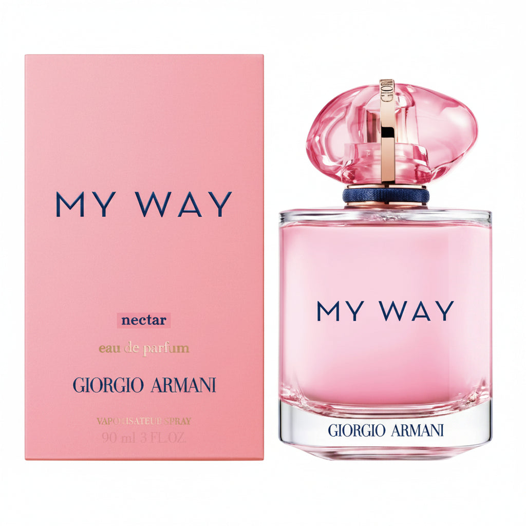 Giorgio Armani 'My Way' perfume bottle and packaging on a white background