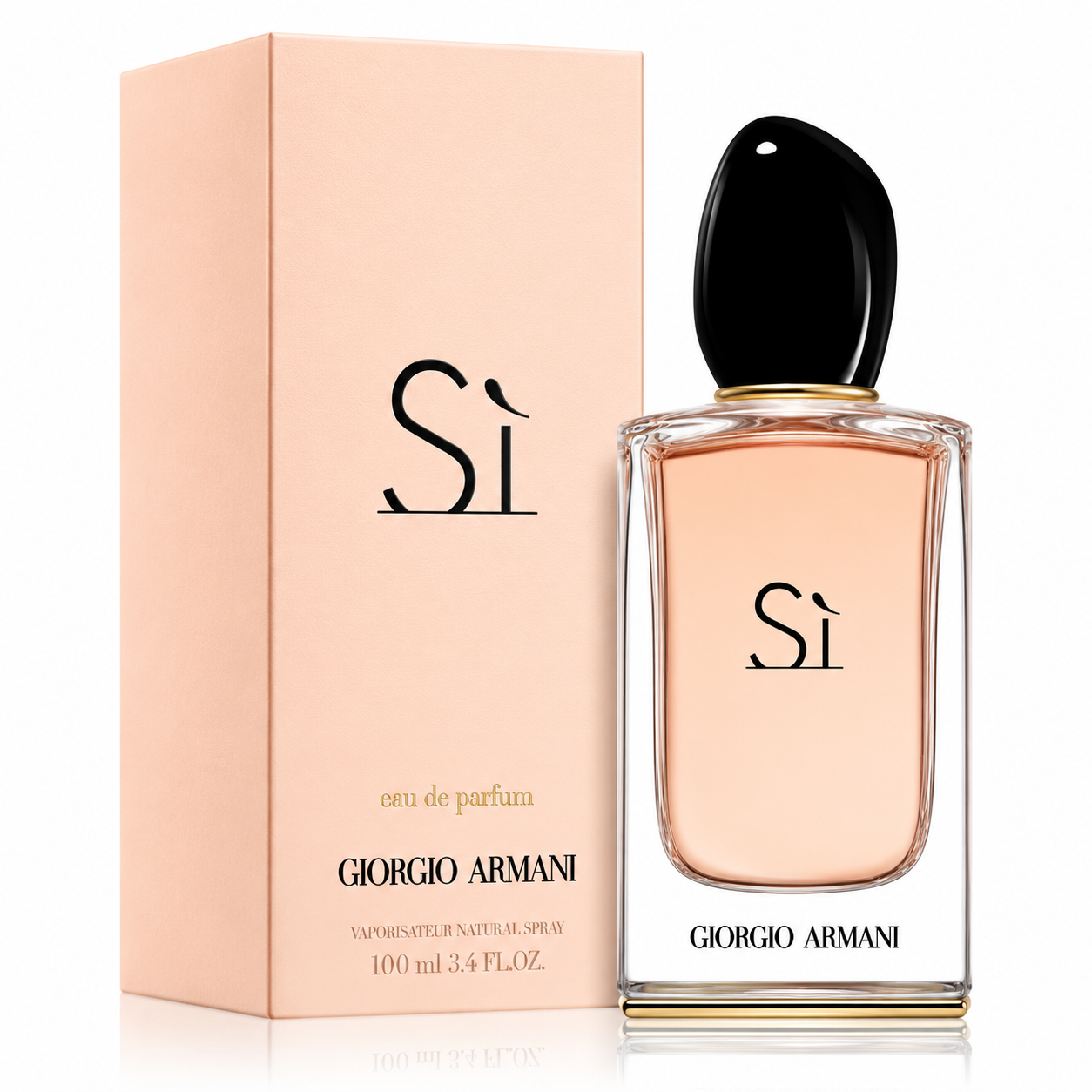 Giorgio Armani Si perfume bottle and packaging on a white background