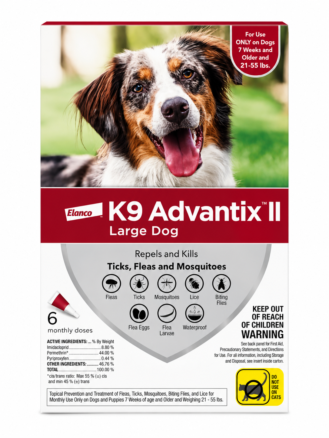K9 Advantix II Flea and Tick Control Treatment for Extra Large Dogs, 6 Doses