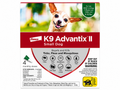 K9 Advantix II packaging for small dogs with a dog's face on the label.