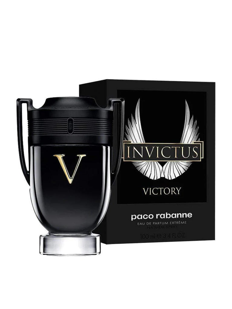 Paco Rabanne Invictus Victory perfume bottle and packaging on a white background