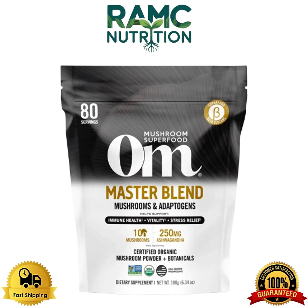 Om Mushroom Superfood Master Blend Powder, 180 g