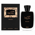 Hawas Black perfume bottle and packaging on a white background