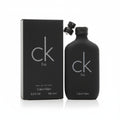 Black Calvin Klein perfume bottle and packaging on a white background