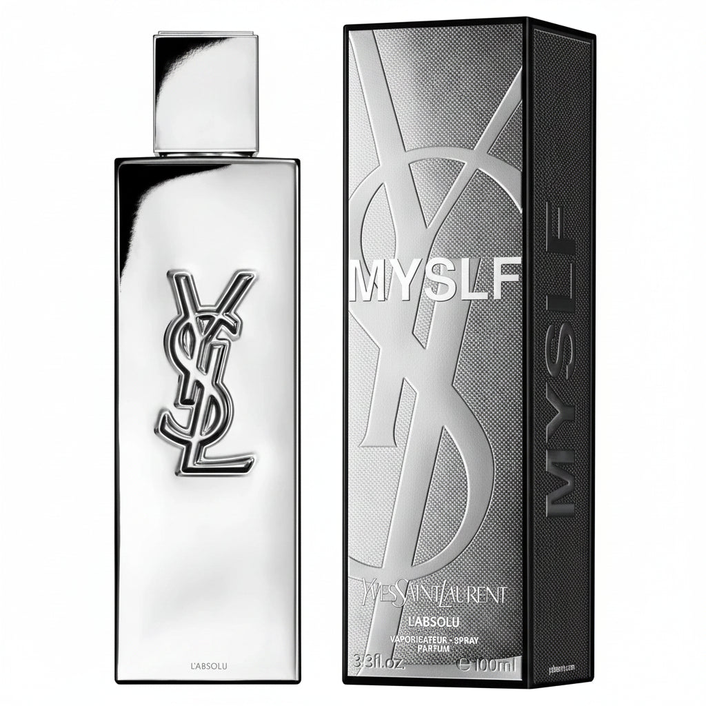 YSL perfume bottle and packaging on a white background