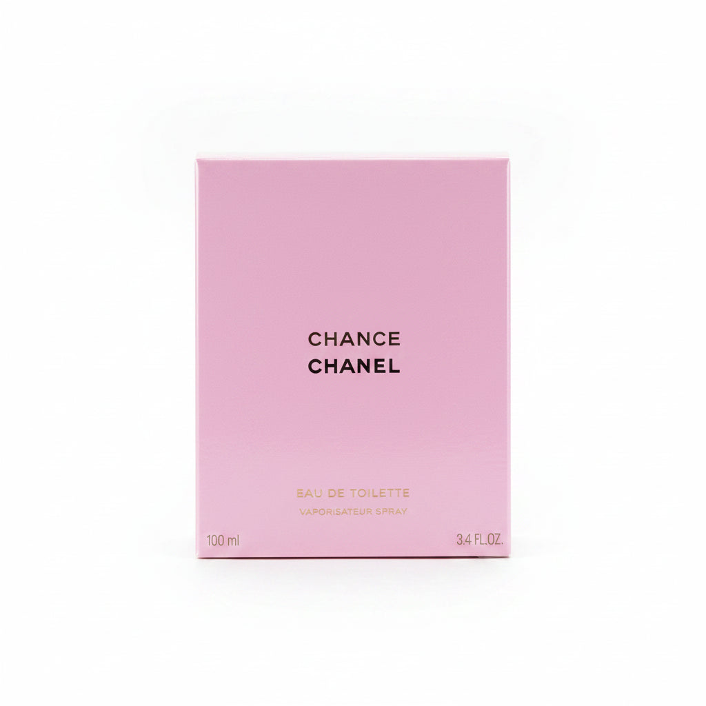 Chanel Chance perfume box on a gray surface