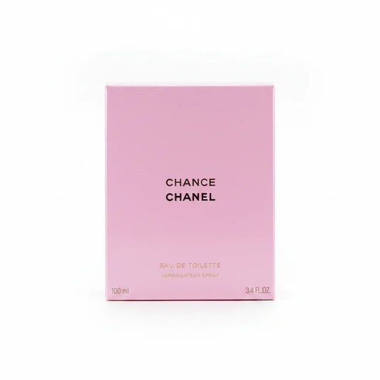 Chanel Chance perfume box on a gray surface