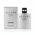 Chanel Allure Homme Sport perfume bottle and packaging on a gray background