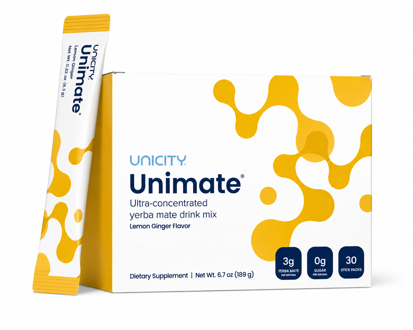 Unicity Unimate Lemon Ginger 30 Stick Packs