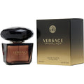 Versace Crystal Noir perfume bottle and packaging on a white background