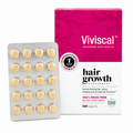 Viviscal hair growth supplement packaging with tablets on a white background